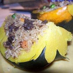 Venison and Wild Rice Stuffed Acorn Squash