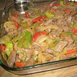 Venison Steak with Peppers and Onions