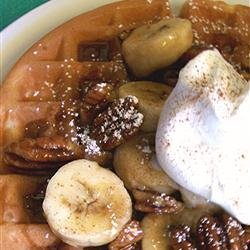 Bananas Foster Belgian Waffles