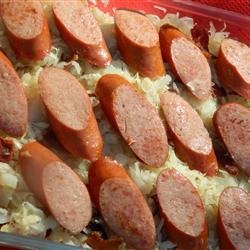 Spaetzle, Sauerkraut and Sausage Casserole