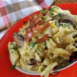 Southern Fried Cabbage with Bacon, Mushrooms, and Onions