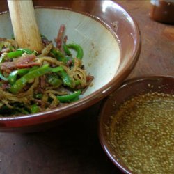 Green Pepper, Ham, and Tofu Skin With Sesame Vinegar