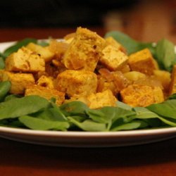 Curried Tofu over Watercress