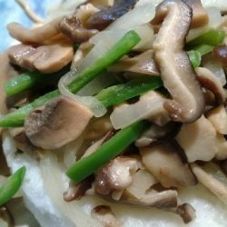 Buttered Wild Mushrooms With Onion and Hot Chilis