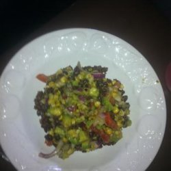 Black Bean, Corn & Avocado Salad over Red Quinoa With Cilant