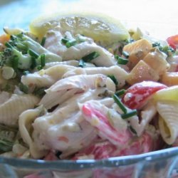 The Ultimate Creamy Chilled Seafood Pasta Salad