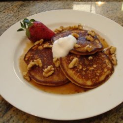 Banana Bread Pancakes With Cinnamon Maple Syrup