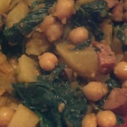 Garbanzos (Chickpeas) With Chorizo and Spinach