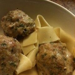 Pork & Apple Meatballs over Egg Noodles