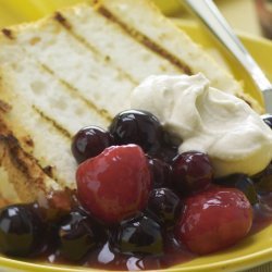Grilled Angel Food Cake With Peppered Berries &Vanilla Cream