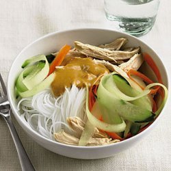 Peanut Butter Chicken Noodles With Carrot & Cucumber Ribbons