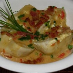 Goat Cheese and Spinach Potato Dumplings With Bacon Gravy