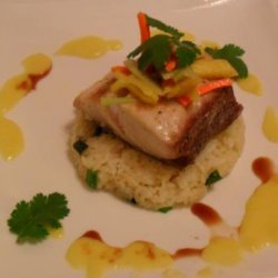 Seared Mahi-Mahi W Risotto & Mango Sauce