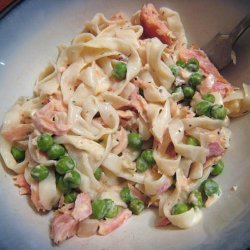 Lightened up Creamy Smoked Salmon Fettuccine