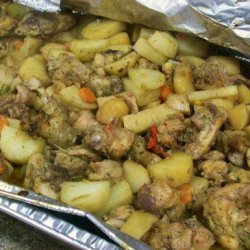 Jamaican Brown Stew Potatoes and Chicken for a Crowd