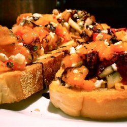 Golden Tomato Bruschetta W/ Gorgonzola & Balsamic Syrup