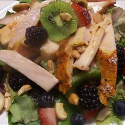 Turkey Salad over Mixed Greens With Fruit