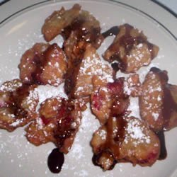 Strawberry Fritters with Chocolate Sauce