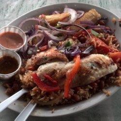 Grilled Tilapia with Bell Peppers and Onion