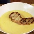 Beer Cheese Soup with Garlic Butter Crostini (Jeff Mauro)