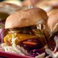 Brooklyn Chili Burgers with Smoky Barbecue Sauce with Oil and Vinegar Slaw (Rachael Ray)