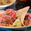 Cuban Pulled Pork Tacos with Guava Glaze, Sour Orange Red Cabbage-Jicama Slaw and Chipotle Mayonnaise (Bobby Flay)