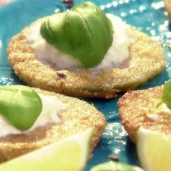 Fried Green Tomatillos with Burrata, Cumin and Basil (Aarti Sequeira)