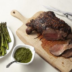 Grilled Marinated Leg of Lamb with Asparagus and Mint Chimichurri (Food Network Kitchens)