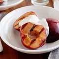 Grilled Plums with Spiced Walnut Yogurt Sauce (Bobby Flay)