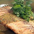 Grilled Salmon Fillet with Honey-Mustard Sauce (Bobby Flay)