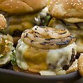 Hamburger with Double Cheddar Cheese, Grilled Vidalia Onion and Horseradish Mustard (Bobby Flay)