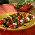 Insalata Caprese Kabobs with Balsamic Vinegar Reduction and Eros Pista Paste