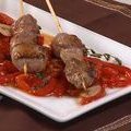 Lamb Skewers a la Plancha with Piperrada