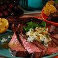 Rib Eyes with Goat Cheese, Meyer Lemon-Honey Mustard and Watercress (Bobby Flay)