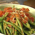 Sauteed Green Beans with Tomatoes and Basil served with Parmesan Crisps (Giada De Laurentiis)