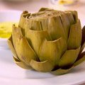 Steamed Artichokes with Almond Saffron Dip (Ellie Krieger)