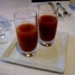 Gazpacho Shooters With Watermelon And Peach Skewer...