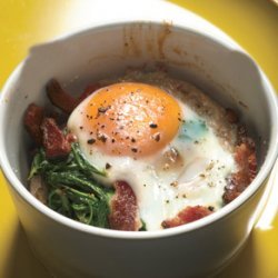 Baked Eggs with Bacon and Spinach