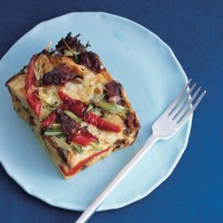 Sausage, Fontina, and Bell Pepper Strata