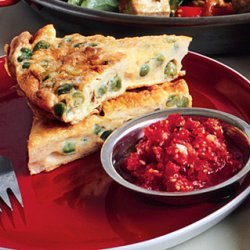 Curried Pea Frittata with Fresh Tomato Chutney