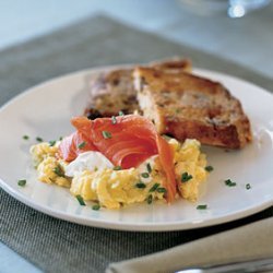 Smoked Salmon and Leek Scramble with Meyer Lemon Crème Fraîche