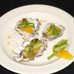 Oysters On The Half Shell With Asparagus Salad