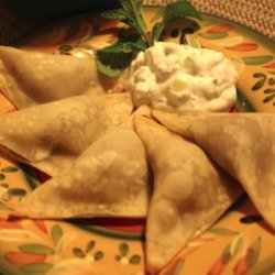 Lamb And Goat Cheese Wontons With Mint-cucumber Yo...