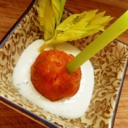 Buffalo Chicken Meatballs With Blue Cheese Dip