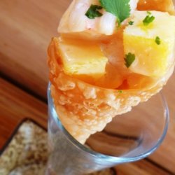 Shrimp & Mango Wonton Cones