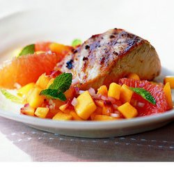 Grilled Mahi Mahi With Peach And Pink Grapefruit R...