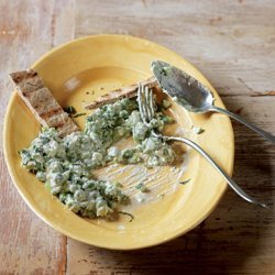 Crushed Peas with Feta and Scallions
