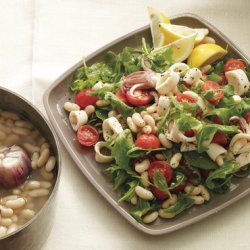 White Beans with Squid, Arugula, and Cherry Tomatoes