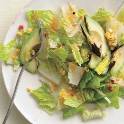 Romaine, Grilled Avocado, and Smoky Corn Salad with Chipotle-Caesar Dressing