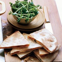 Bbq Onion and Smoked Gouda Quesadillas with Pea Shoot Mini Salad